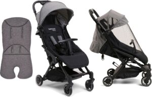 Beemoo Easy Fly Lux 3 Klapvogn inkl. Memory Foam Hynde & Breezy Kaleche, Grey Mélange