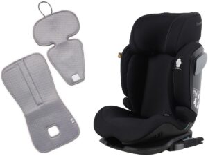 Beemoo Recline i-Size Autostol inkl. Ventilerende Hynde, Black Stone/Grey