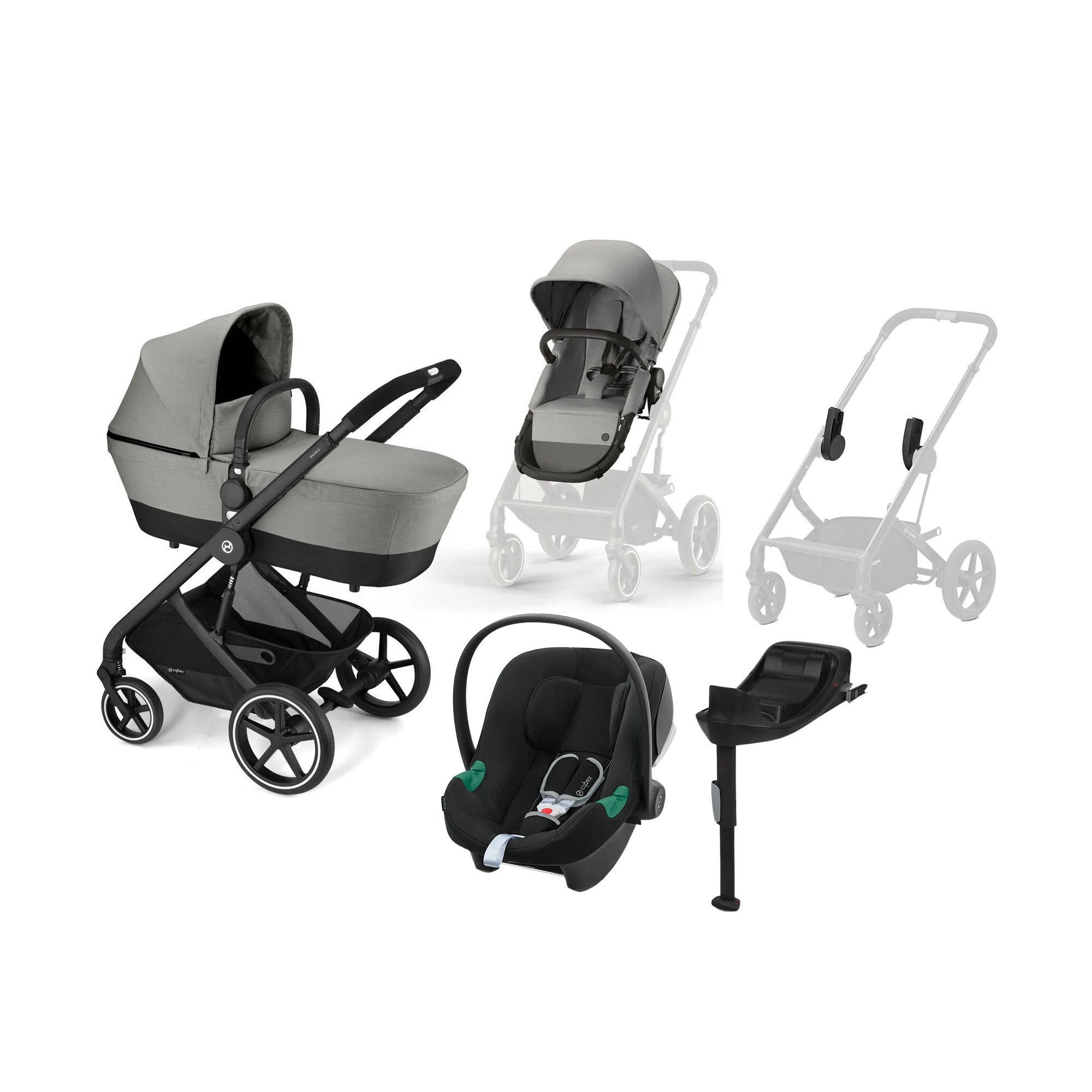 Cybex BALIOS S 2-in-1 Duovogn inkl. Aton B2 i-Size Autostol Baby & Base, Dove Grey Cybex BALIOS S 2-in-1 Duovogn inkl. Aton B2 i-Size Autostol Baby & Base, Dove Grey