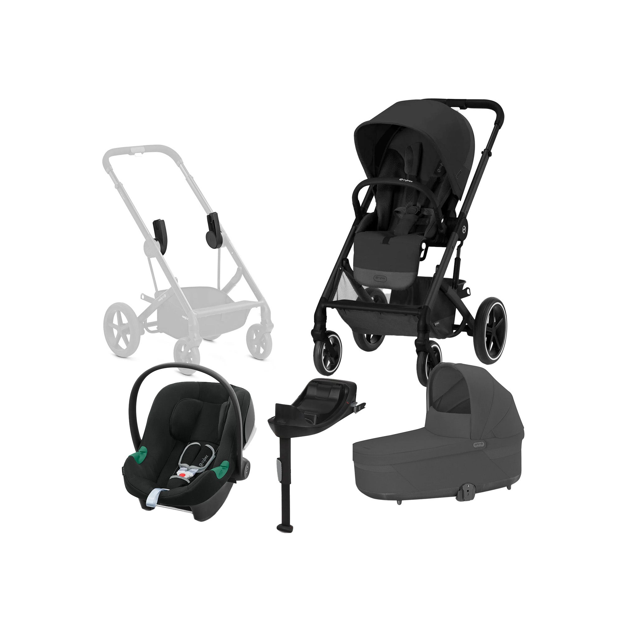 Cybex BALIOS S Lux Duovogn inkl. Aton B2 i-Size Autostol Baby & Base, Moon Black/Black Cybex BALIOS S Lux Duovogn inkl. Aton B2 i-Size Autostol Baby & Base, Moon Black/Black