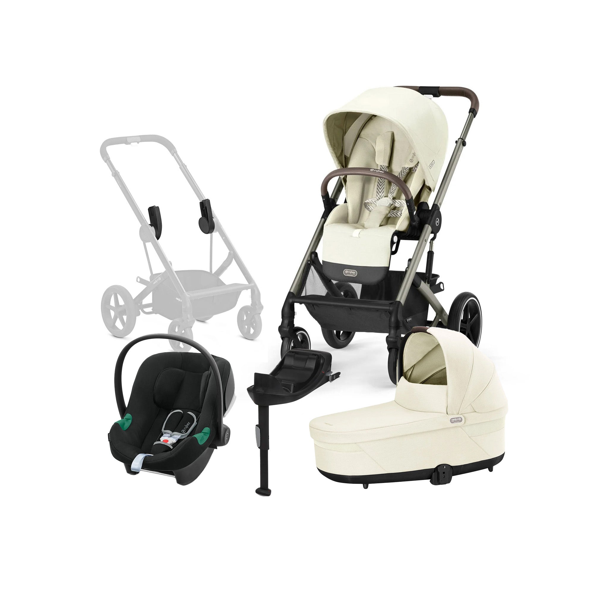 Cybex BALIOS S Lux Duovogn inkl. Aton B2 i-Size Autostol Baby & Base, Seashell Beige/Taupe Cybex BALIOS S Lux Duovogn inkl. Aton B2 i-Size Autostol Baby & Base, Seashell Beige/Taupe