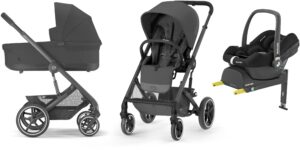 Cybex BALIOS S Lux Duovogn inkl. Maxi-Cosi CabrioFix Autostol Baby & Base, Moon Black/Black