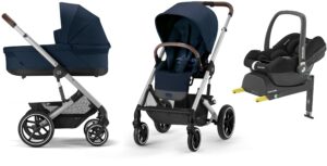 Cybex BALIOS S Lux Duovogn inkl. Maxi-Cosi CabrioFix Autostol Baby & Base, Ocean Blue/Silver