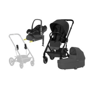 Cybex BALIOS S Lux Duovogn inkl. Maxi-Cosi CabrioFix i-Size Autostol Baby & Base, Moon Black/Black