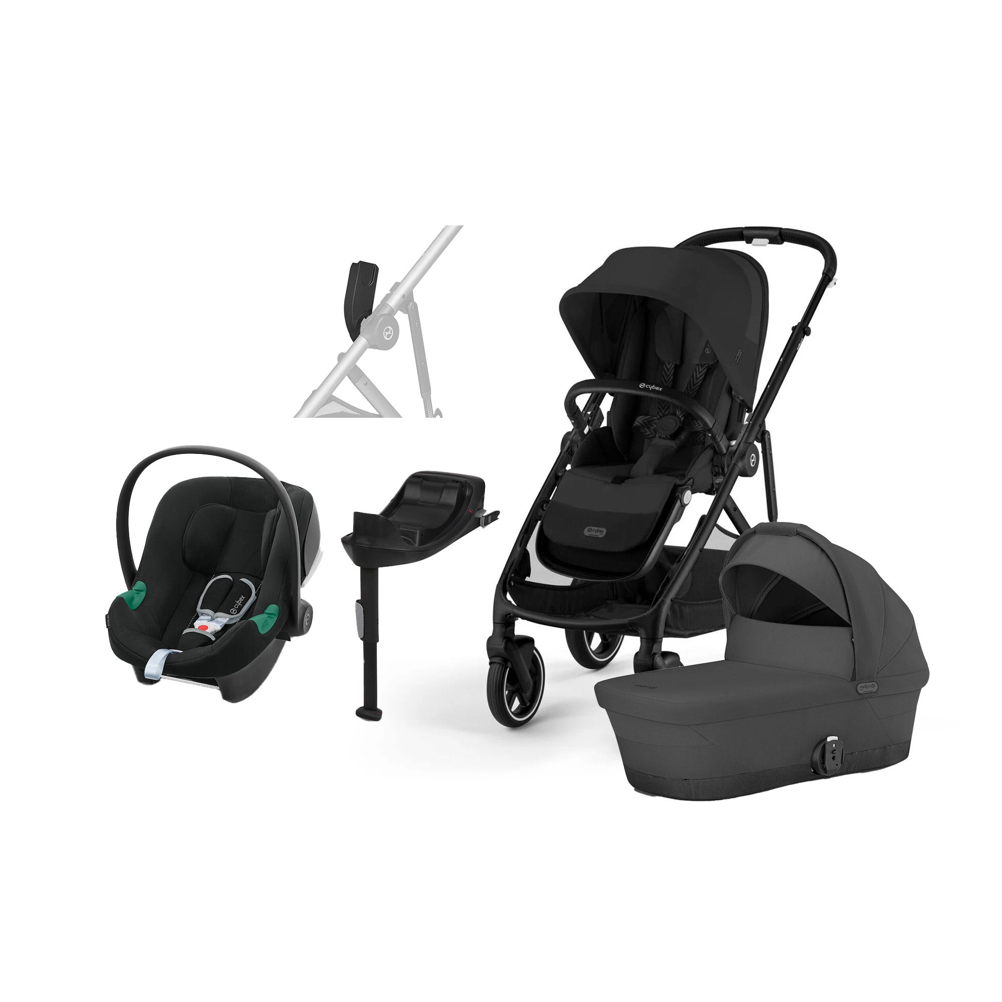 Cybex GAZELLE S Duovogn inkl. Cybex Aton B2 i-Size Autostol Baby inkl. Base, Moon Black/Black Cybex GAZELLE S Duovogn inkl. Cybex Aton B2 i-Size Autostol Baby inkl. Base, Moon Black/Black