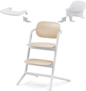 Cybex Lemo 3-in-1 Højstol Inkl. Babysæt & Bakke, Sand White