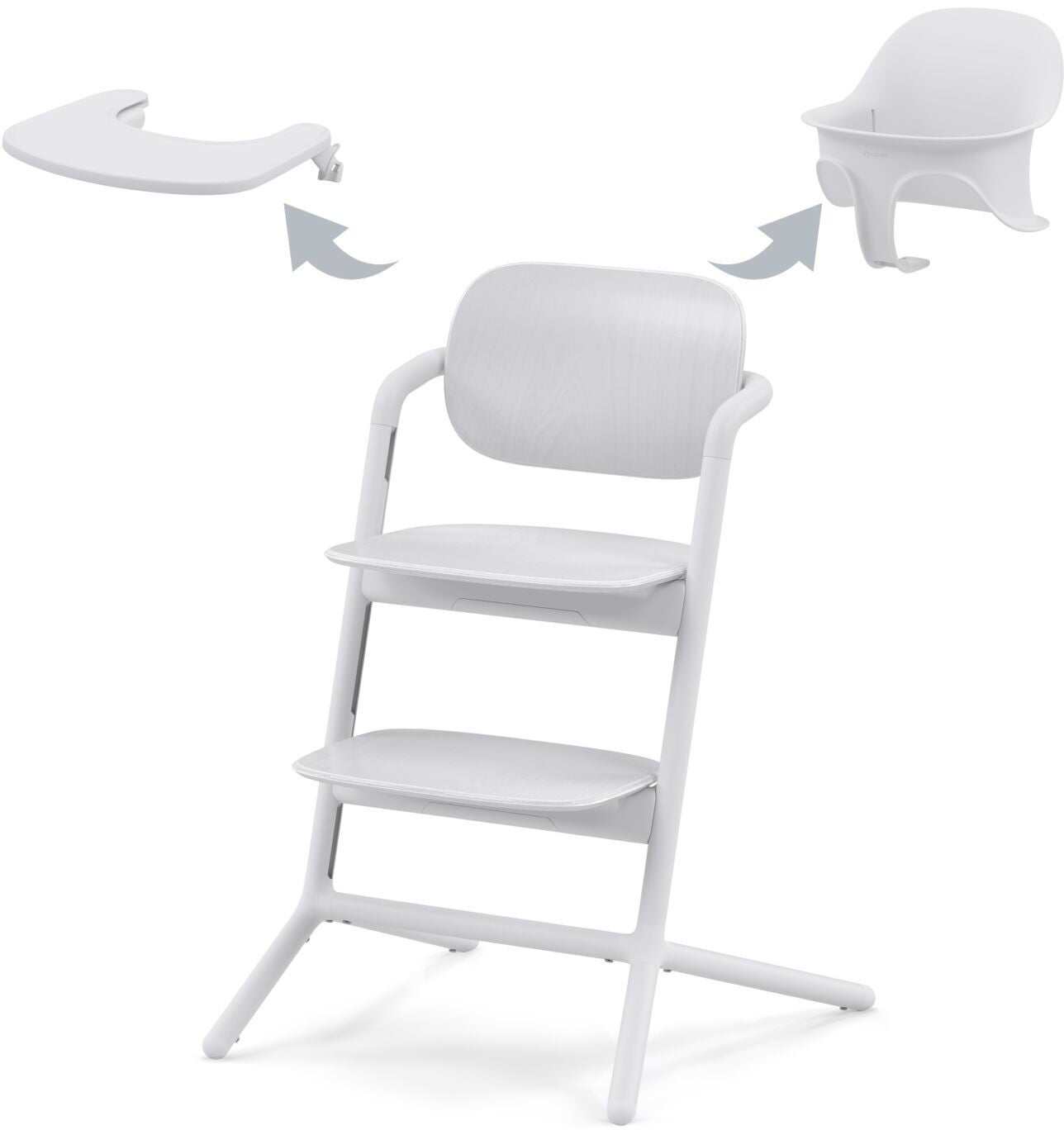 Cybex Lemo 3-in-1 Højstol inkl. Babysæt og Bakke, All White Cybex Lemo 3-in-1 Højstol inkl. Babysæt og Bakke, All White