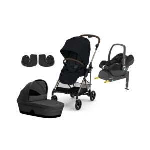 Cybex MELIO Duovogn inkl. Maxi-Cosi CabrioFix i-Size Autostol Baby & Base, Moon Black