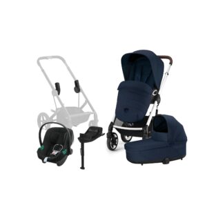 Cybex TALOS S Lux Duovogn inkl. Aton B2 i-Size Autostol Baby & Base, Ocean Blue/Silver