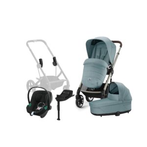 Cybex TALOS S Lux Duovogn inkl. Aton B2 i-Size Autostol Baby & Base, Sky Blue/Taupe