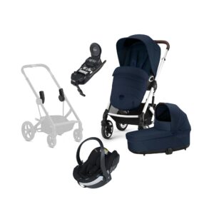 Cybex TALOS S Lux Duovogn inkl. BeSafe iZi Go Modular X2 i-Size Autostol Baby & Base, Ocean Blue/Silver