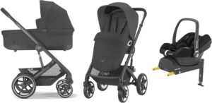 Cybex TALOS S Lux Duovogn inkl. Maxi-Cosi CabrioFix Autostol Baby & Base, Moon Black/Black