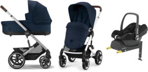 Cybex TALOS S Lux Duovogn inkl. Maxi-Cosi CabrioFix Autostol Baby & Base, Ocean Blue/Silver