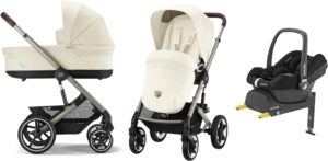 Cybex TALOS S Lux Duovogn inkl. Maxi-Cosi CabrioFix Autostol Baby & Base, Seashell Beige/Taupe