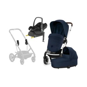 Cybex TALOS S Lux Duovogn inkl. Maxi-Cosi CabrioFix i-Size Autostol Baby & Base, Ocean Blue/Silver