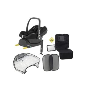 Maxi-Cosi CabrioFix i-Size Autostol Baby inkl. Base & Beemoo Tilbehørspakke & Regnslag, Black