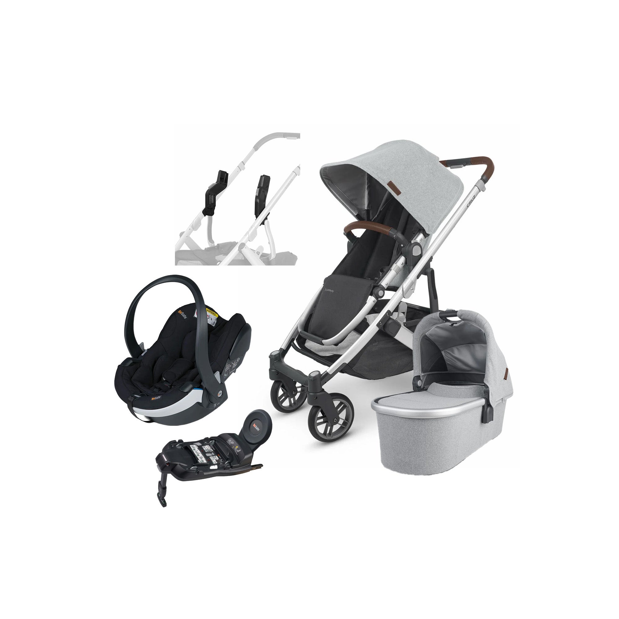 UPPAbaby CRUZ V2 Duovogn inkl. BeSafe iZi Go Modular X2 i-Size Autostol Baby & Base, Stella Grey UPPAbaby CRUZ V2 Duovogn inkl. BeSafe iZi Go Modular X2 i-Size Autostol Baby & Base, Stella Grey