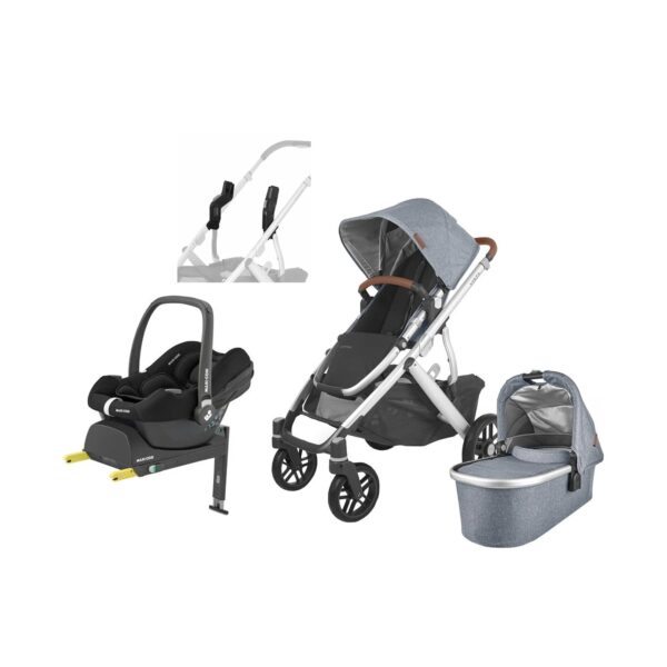 UPPAbaby VISTA V2 Duovogn inkl. Maxi-Cosi CabrioFix i-Size Autostol Baby inkl. Base, Gregory Blue