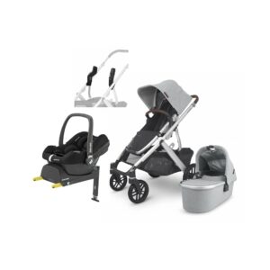 UPPAbaby VISTA V2 Duovogn inkl. Maxi-Cosi CabrioFix i-Size Autostol Baby inkl. Base, Stella Grey