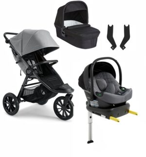 Baby Jogger City Elite 2 Duovogn inkl. Beemoo Route i-Size Autostol Baby & ISOFIX Base, Pike/Mineral Grey
