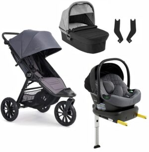 Baby Jogger City Elite 2 Duovogn inkl. Beemoo Route i-Size Autostol Baby & ISOFIX Base, Stone Grey/Mineral Grey