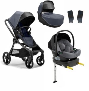Baby Jogger City Sights Duovogn inkl. Beemoo Route i-Size Autostol Baby & ISOFIX Base, Commuter/Mineral Grey