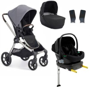 Baby Jogger City Sights Duovogn inkl. Beemoo Route i-Size Autostol Baby & ISOFIX Base, Dark Slate/Black Stone