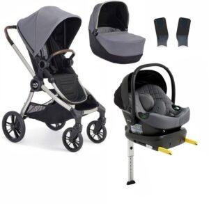 Baby Jogger City Sights Duovogn inkl. Beemoo Route i-Size Autostol Baby & ISOFIX Base, Dark Slate/Mineral Grey