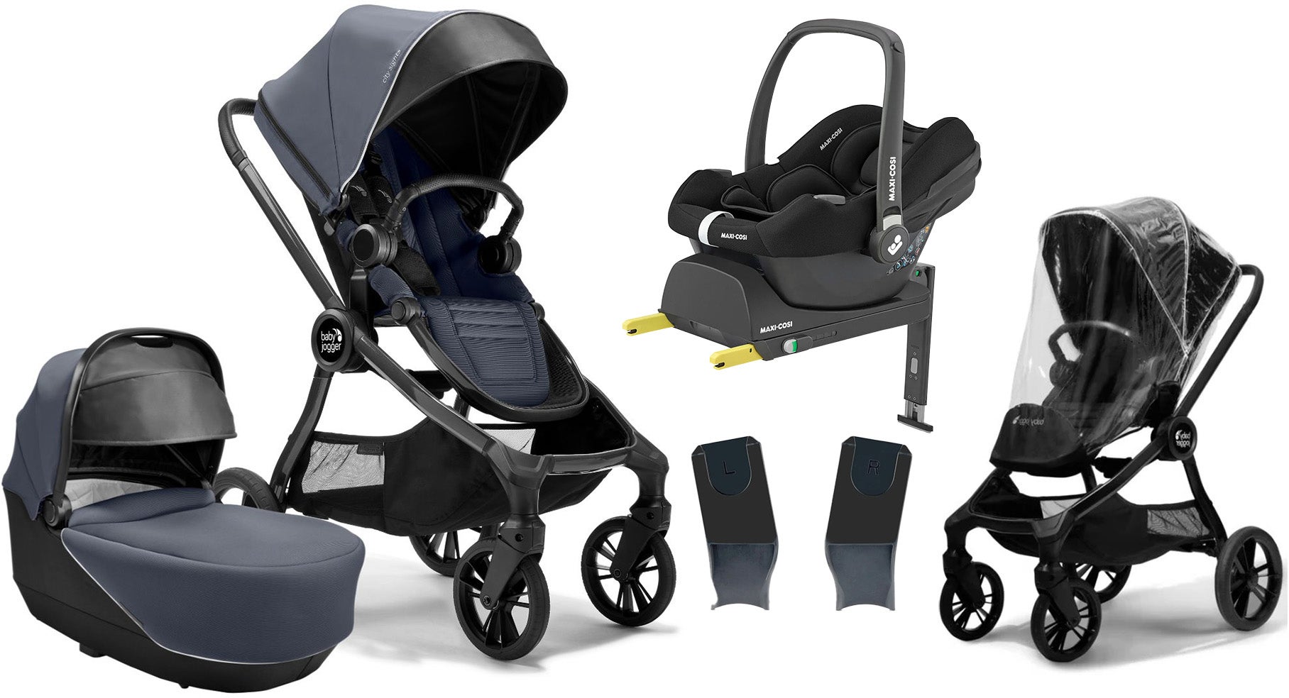 Baby Jogger City Sights Duovogn inkl. Maxi-Cosi CabrioFix i-Size Autostol Baby & Base, Commuter Baby Jogger City Sights Duovogn inkl. Maxi-Cosi CabrioFix i-Size Autostol Baby & Base, Commuter