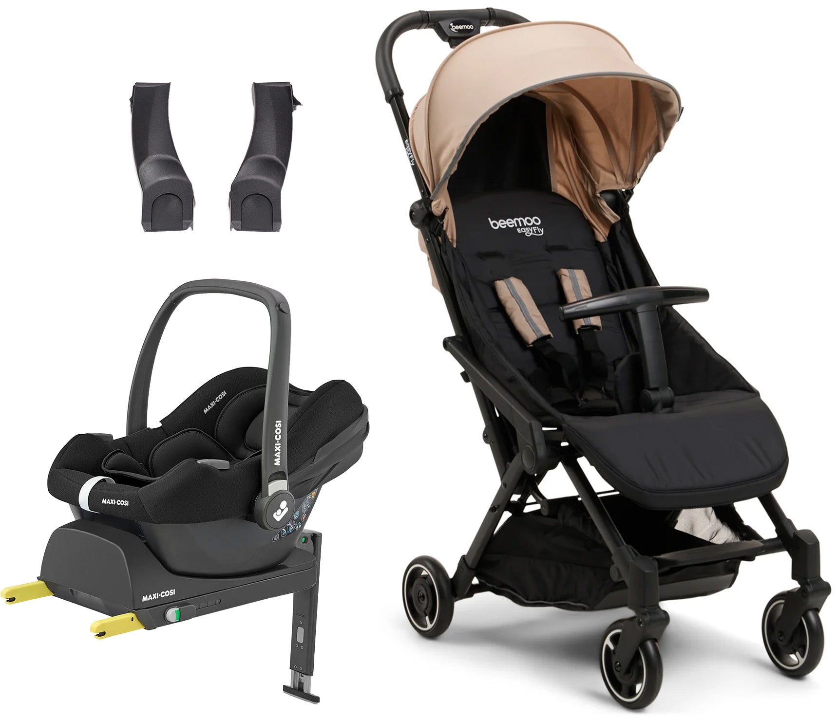 Beemoo Easy Fly Lux 3 Klapvogn inkl. Maxi-Cosi CabrioFix i-Size Autostol Baby & Base, Mocha Beige Beemoo Easy Fly Lux 3 Klapvogn inkl. Maxi-Cosi CabrioFix i-Size Autostol Baby & Base, Mocha Beige