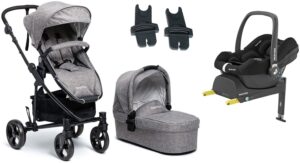 Beemoo Flexi Travel 3 Duovogn inkl. Maxi-Cosi CabrioFix i-Size Autostol Baby & Base, Grey Melange