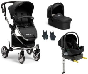 Beemoo Flexi Travel 3 Duovogn inkl. Route i-Size Autostol Baby & ISOFIX Base, Black Melange/Black Stone