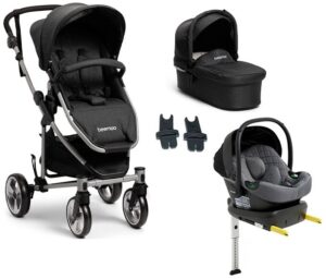 Beemoo Flexi Travel 3 Duovogn inkl. Route i-Size Autostol Baby & ISOFIX Base, Black Melange/Mineral Grey