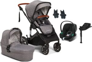 Beemoo Maxi 4 Duovogn inkl. Cybex Aton B2 i-Size Autostol Baby & Base, Grey Black/Volcano Black
