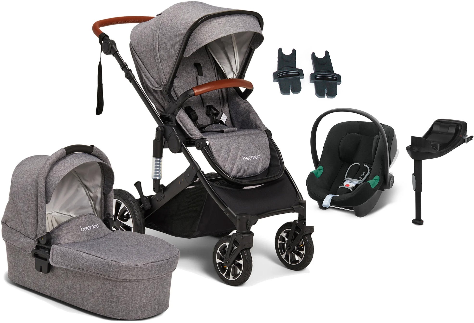 Beemoo Maxi 4 Duovogn inkl. Cybex Aton B2 i-Size Autostol Baby & Base, Grey Black/Volcano Black Beemoo Maxi 4 Duovogn inkl. Cybex Aton B2 i-Size Autostol Baby & Base, Grey Black/Volcano Black