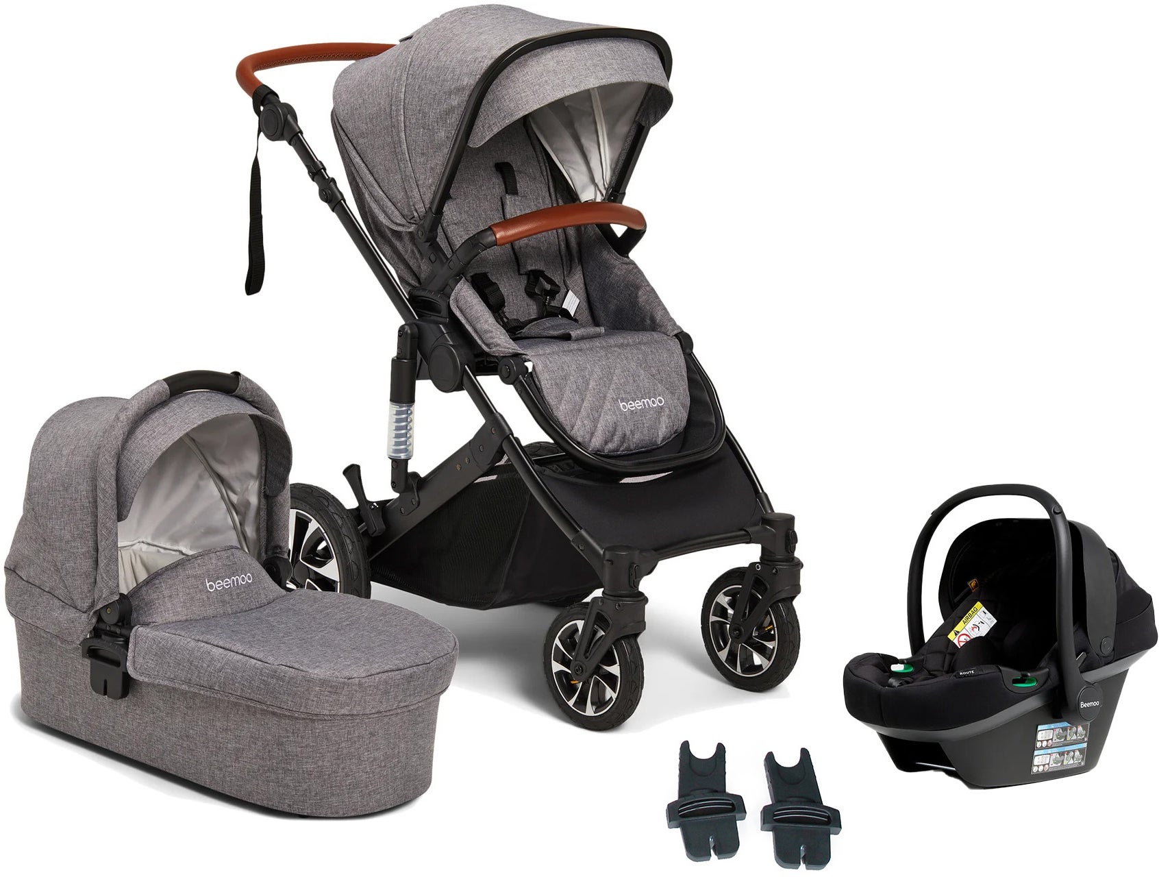 Beemoo Maxi 4 Duovogn inkl. Route i-Size Autostol Baby, Grey Black/Black Stone Beemoo Maxi 4 Duovogn inkl. Route i-Size Autostol Baby, Grey Black/Black Stone
