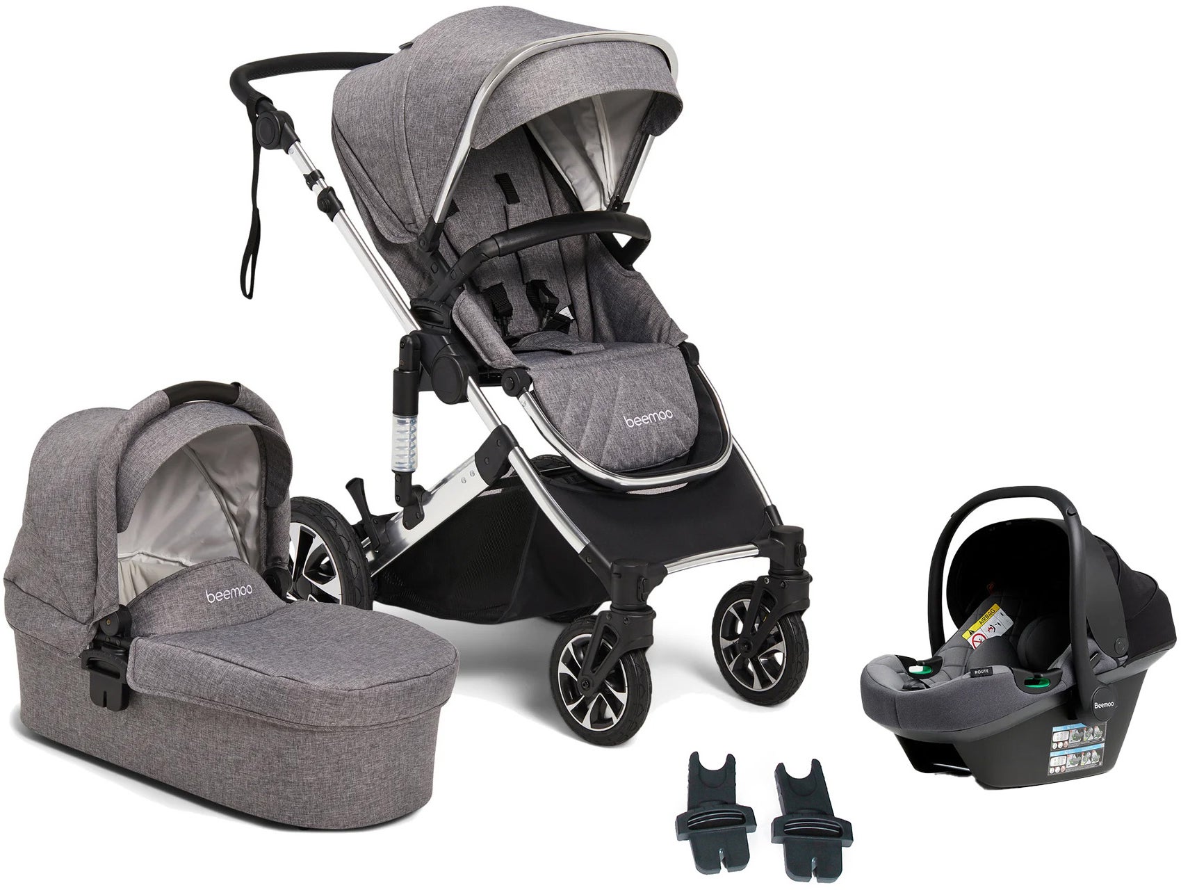 Beemoo Maxi 4 Duovogn inkl. Route i-Size Autostol Baby, Grey Silver/Mineral Grey Beemoo Maxi 4 Duovogn inkl. Route i-Size Autostol Baby, Grey Silver/Mineral Grey