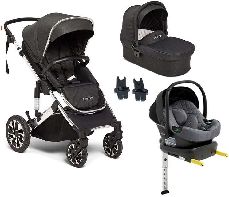 Beemoo Maxi 4 Duovogn inkl. Route i-Size Autostol Baby & ISOFIX Base, Black Silver/Mineral Gray Beemoo Maxi 4 Duovogn inkl. Route i-Size Autostol Baby & ISOFIX Base, Black Silver/Mineral Gray