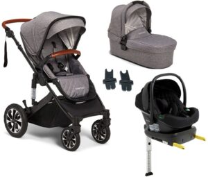 Beemoo Maxi 4 Duovogn inkl. Route i-Size Autostol Baby & ISOFIX Base, Gray Black/Black Stone