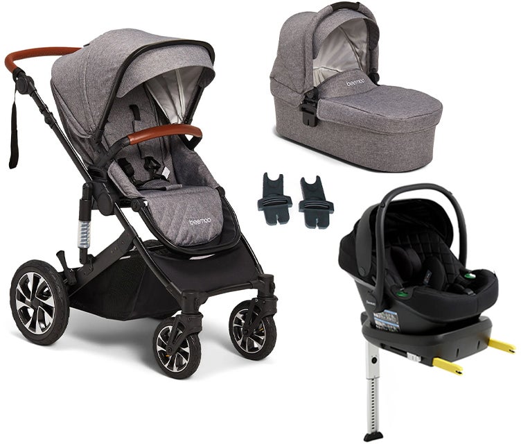 Beemoo Maxi 4 Duovogn inkl. Route i-Size Autostol Baby & ISOFIX Base, Gray Black/Black Stone Beemoo Maxi 4 Duovogn inkl. Route i-Size Autostol Baby & ISOFIX Base, Gray Black/Black Stone