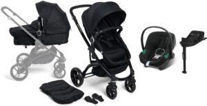 Beemoo Move 2-in-1 Kombivogn inkl. Cybex Aton B2 i-Size Autostol Baby & Base, Black/Volcano Black