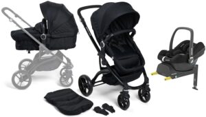 Beemoo Move 2-in-1 Kombivogn inkl. Maxi-Cosi CabrioFix i-Size Autostol Baby & Base, Black