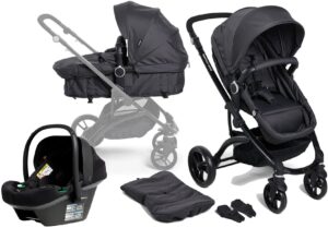 Beemoo Move 2-in-1 Kombivogn inkl. Route i-Size Autostol Baby, Asphalt/Black Stone
