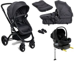 Beemoo Move 2-in-1 Kombivogn inkl. Route i-Size Autostol Baby & ISOFIX Base, Asphalt/Black Stone