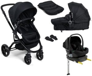 Beemoo Move 2-in-1 Kombivogn inkl. Route i-Size Autostol Baby & ISOFIX Base, Black/Black Stone