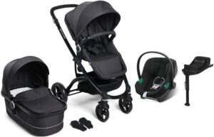 Beemoo Move Duo Kombivogn inkl. Cybex Aton B2 i-Size Autostol Baby & Base, Asphalt/Volcano Black