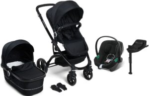 Beemoo Move Duo Kombivogn inkl. Cybex Aton B2 i-Size Autostol Baby & Base, Black/Volcano Black