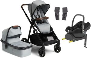 Beemoo Pro Multi Duovogn inkl. Maxi-Cosi CabrioFix i-Size Autostol Baby & Base, Grey/Black