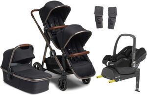 Beemoo Pro Multi Søskendevogn inkl. Maxi-Cosi CabrioFix i-Size Autostol Baby & Base, Black/Andonized