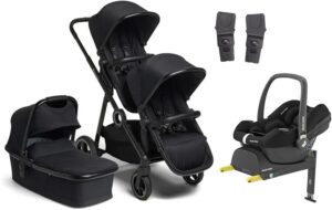 Beemoo Pro Multi Søskendevogn inkl. Maxi-Cosi CabrioFix i-Size Autostol Baby & Base, Black/Black